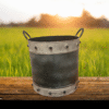 Galvanized Metal Planter – White Patina