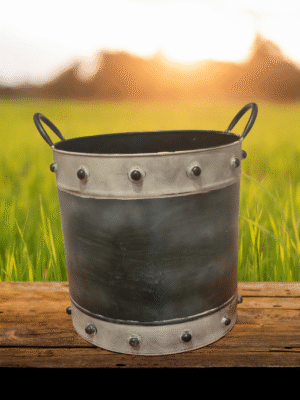 Galvanized Metal Planter – White Patina