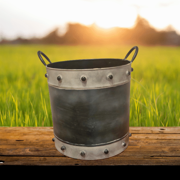 Galvanized Metal Planter – White Patina Galvanized Metal Planter – White Patina