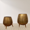 Antique Brass 3-Leg Planter Set (Set of 2)
