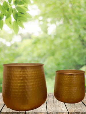 Hammered Brass-Coated Planter