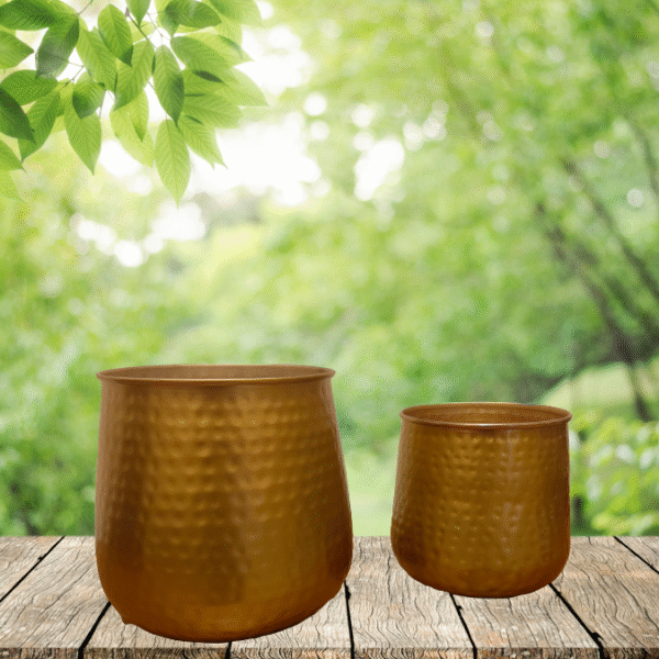 Hammered Brass-Coated Planter Hammered Brass-Coated Planter