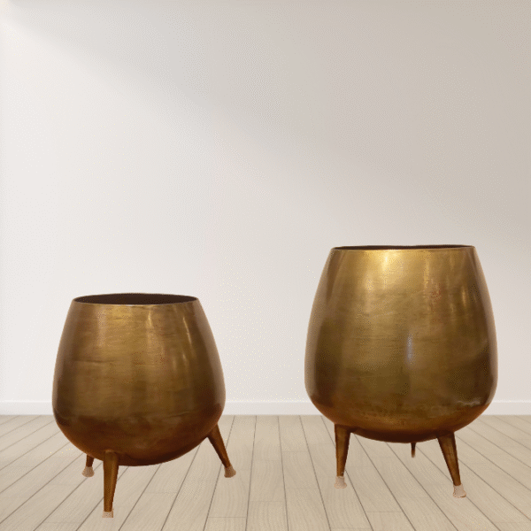 Brass tone 3 leg Planter Antique Brass 3-Leg Planter Set (Set of 2)