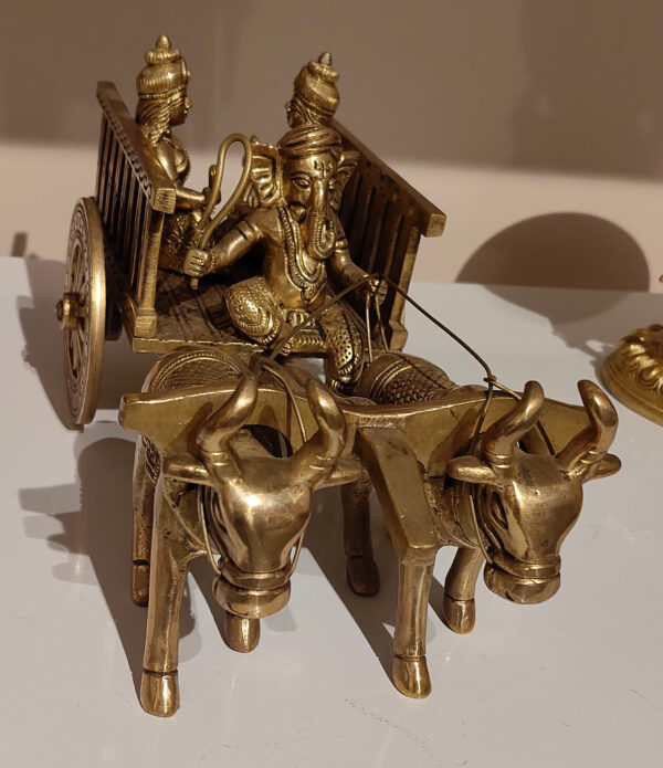Ganesha on Bullock Cart-1 Ganesha on Bullock Cart - Brass Decor