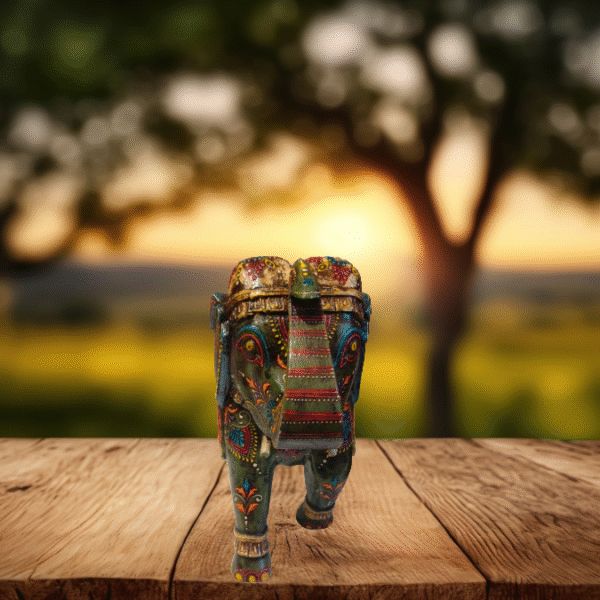 Handcrafted Wooden Elephant Painted Decorative Art 1 Handcrafted Wooden Elephant Painted Decorative Art