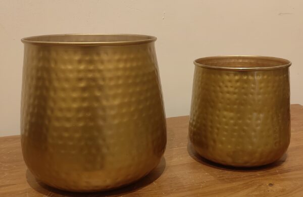 Hammered Brass-Coated Planter 3 Hammered Brass-Coated Planter