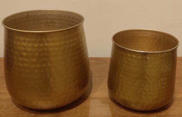 Hammered Brass-Coated Planter 2 Hammered Brass-Coated Planter