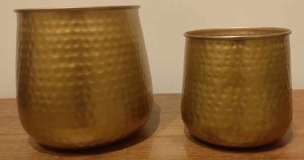 Hammered Brass-Coated Planter 1 Hammered Brass-Coated Planter