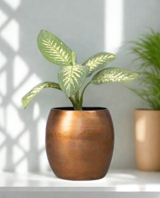 Brass toned metal planter Brass Toned Metal Planter