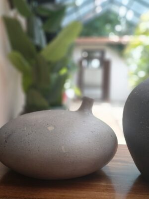 Designer Terracotta Planter Set of 3 – Matte Black & Stone Grey