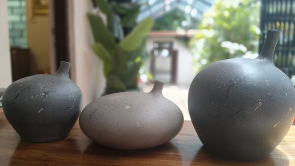 Designer Terracotta Planter set of 3 Matte Black & Stone Grey Designer Terracotta Planter Set of 3 – Matte Black & Stone Grey