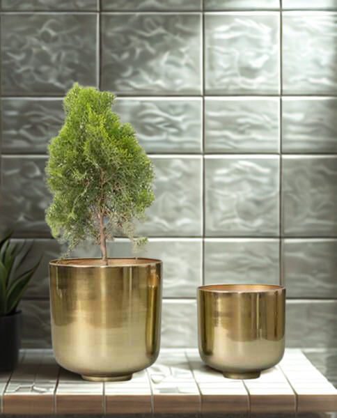Golden Zen Orbit Metal Planter Set Golden Zen Orbit Metal Planter Set