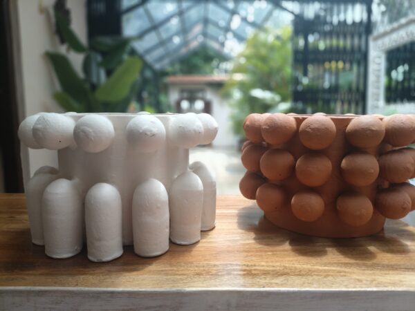 Textured Terracotta planters- White & Natural Clay Finish Buy Textured Terracotta Planters – White & Natural Clay Finish